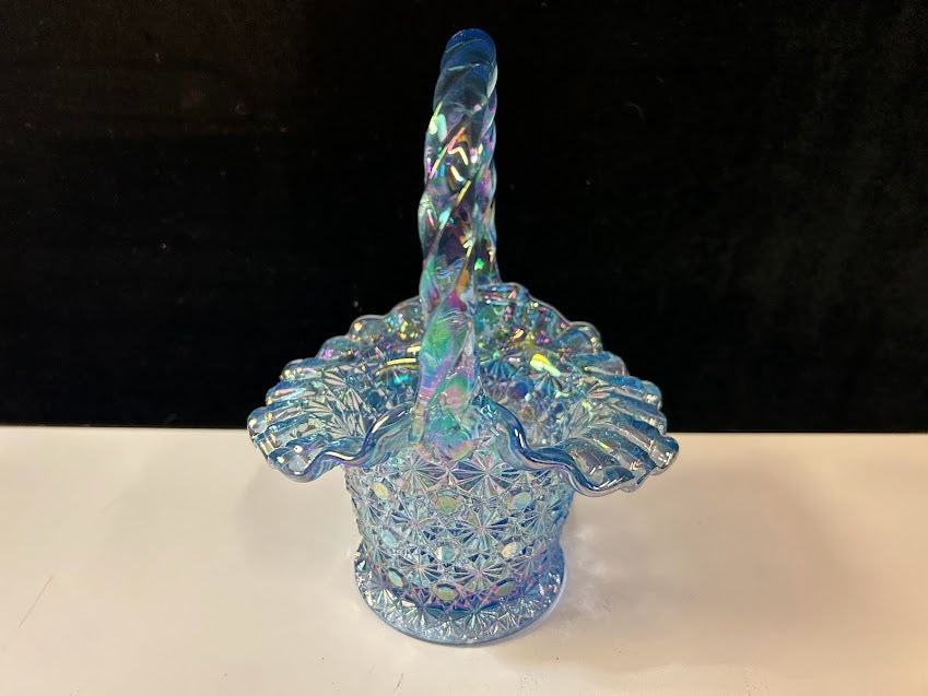 Fenton authentic Iridescent Blue Basket