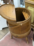 Large Antique Sewing Basket Firkin with Legs