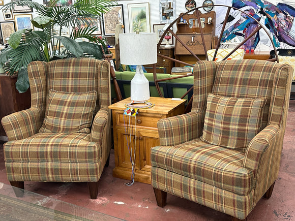 Upholstered Plaid Chair