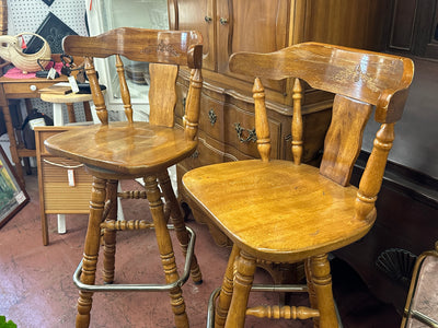 Swivel Oak High Top Bar Stool