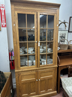 Tall Glass Front Cabinet with Doors at Base