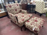 Tan & Burgandy Upholstered Chair