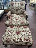 Tan & Burgandy Upholstered Chair