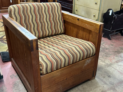 Vintage Pine Cube Chair with Cushions