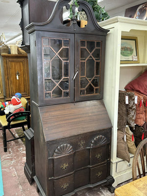 Drop Front Desk with Glass Doors at top